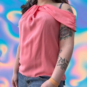 vtg y2k trina turk mcbling asymmetric off shoulder top, sz sm, can fit md